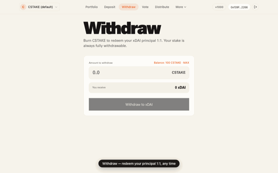 Withdraw walkthrough